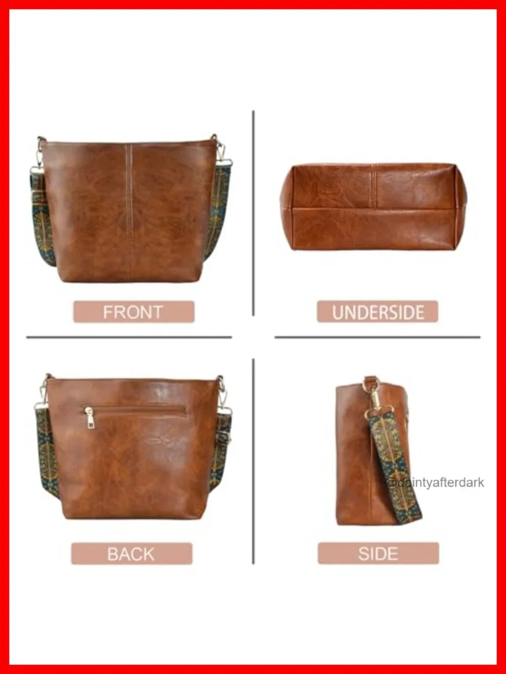 Vegan Leather Hobo Bag Crossbody Shoulder Purse with Zipper for Women
